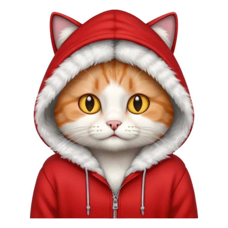 cat wearing a red hoodie named adam sticker