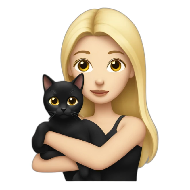 Blonde woman holding a black cat sticker