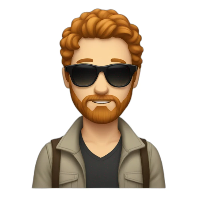 Dark-haired-Bearded-white-man with sunglasses and long ginger hair girlfriend sticker