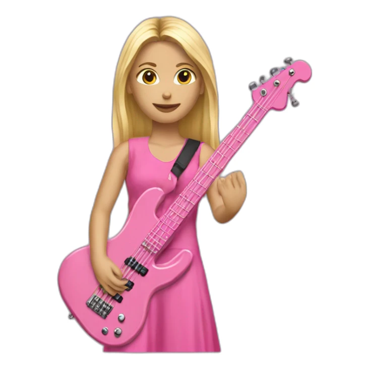 long-blond-bassguitar-player-pink-clothes-pink sticker