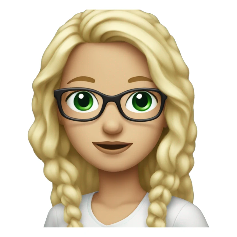 Blonde girl with blue green eyes and glasses  sticker