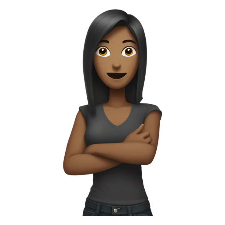 Woman with head down and arm raised up doing rock and roll sign with hand sticker