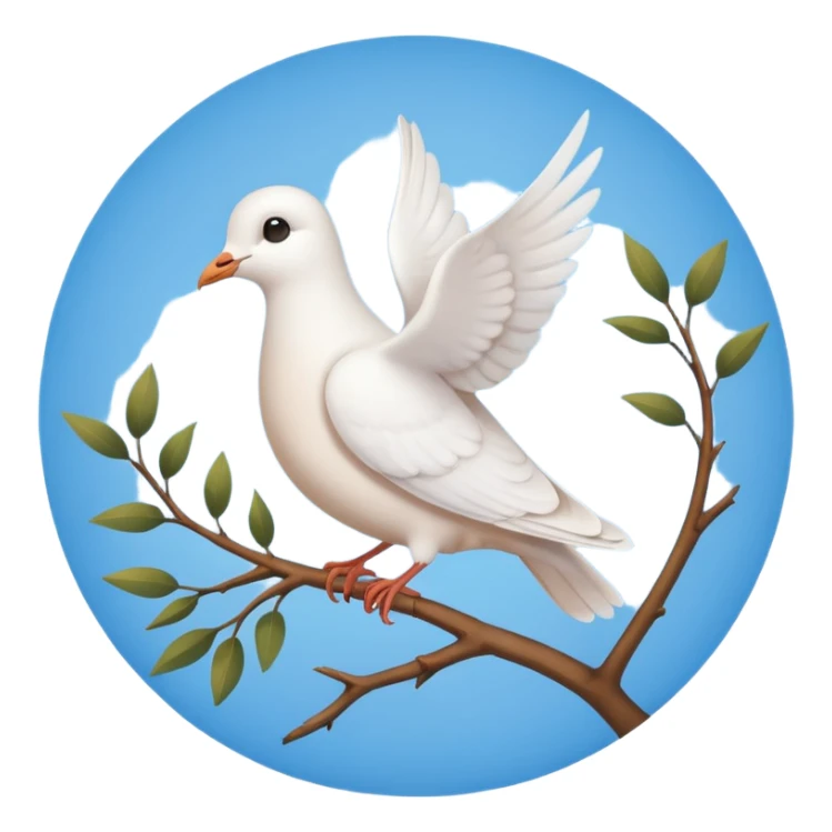 A sky-blue circle and a ☑️ Little dove  sticker