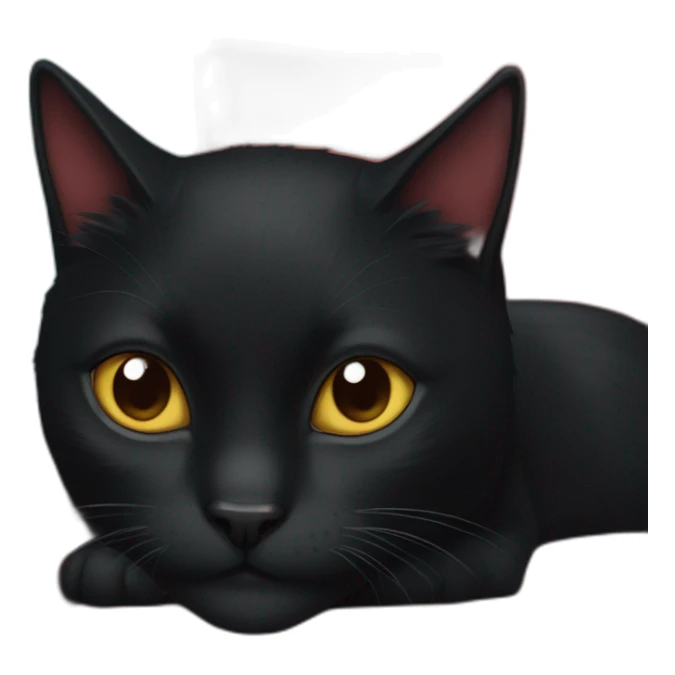 A black cat with a red bandana clawing at a blue sofa sticker