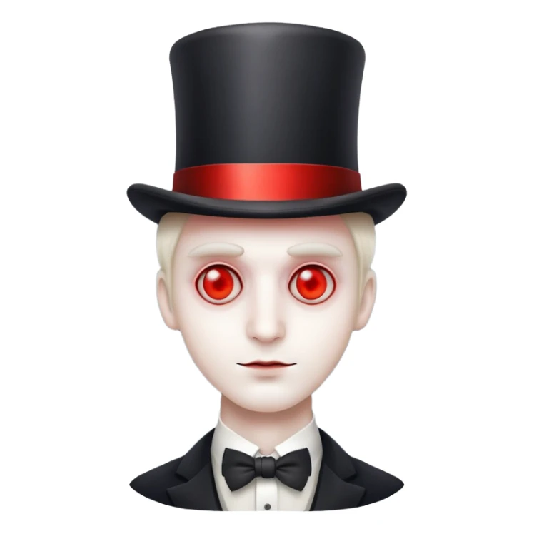 A man made of fog with red eyes a suit and top hat sticker