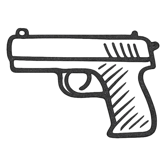 A hand drawn pistol sticker