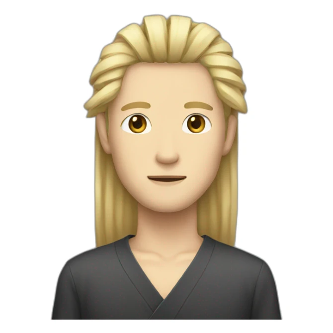 Japanese man long face  long blond hair sticker