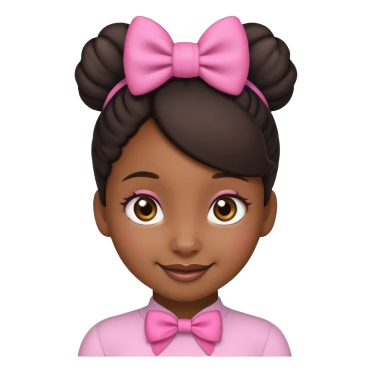 Make a black girl emoji with a bun and a pink bow sticker