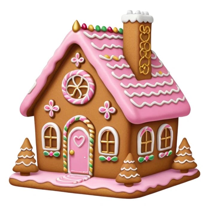  pink and gold and white gingerbread house sticker