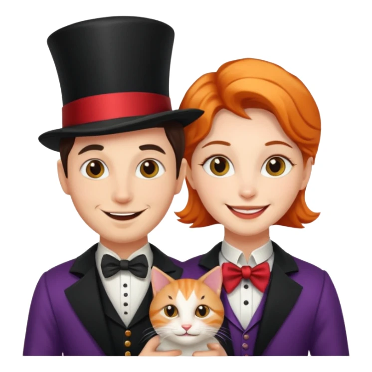 magician couple and their pet cat sticker