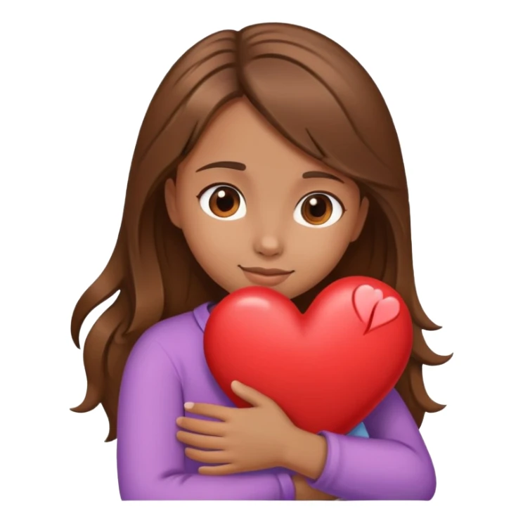 Brown hair girl heart hug sticker