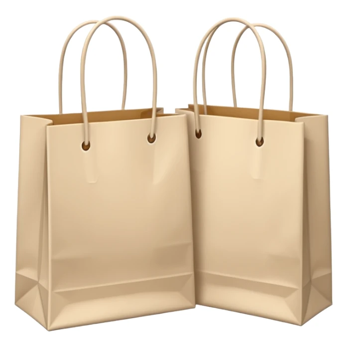 Two Pale beige paper shopping bags sticker