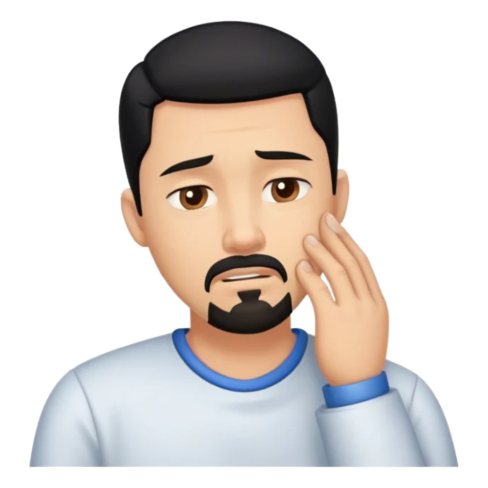 Man with black hair and goatee with neck in pain sticker