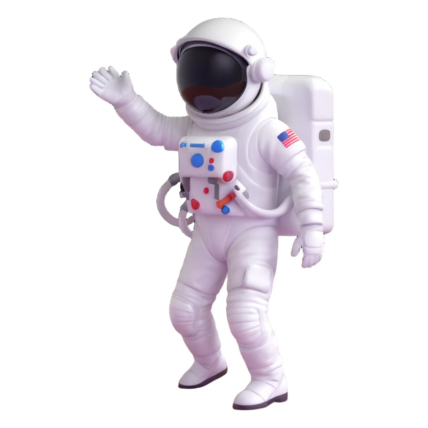 astronaut in white space suit with helmet, gloves and backpack on a planet surface sticker