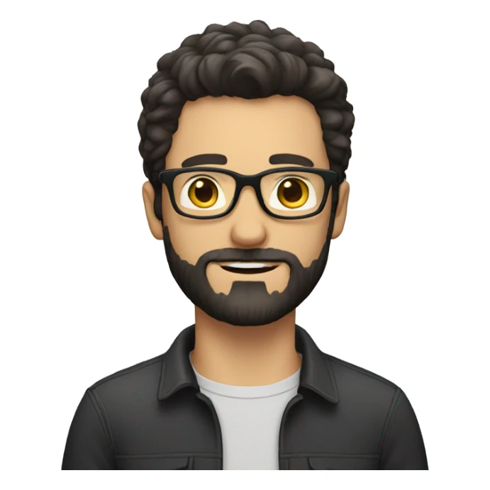 white guy with dark hair and beard and glasses sticker