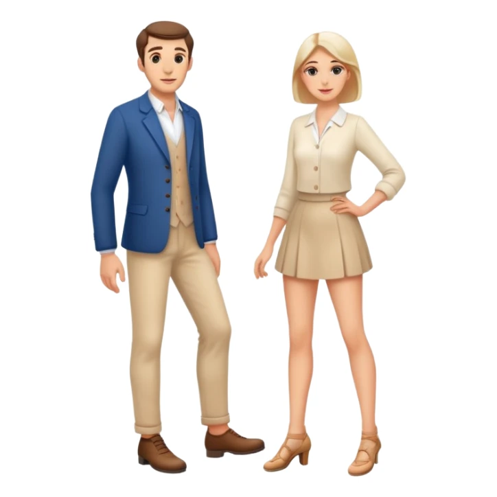 french pair men and woman photorealistic standing on feet sticker