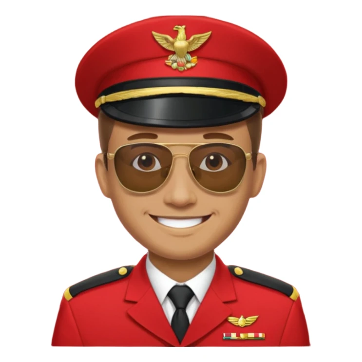Smiling military man with sunglasses in red uniform sticker