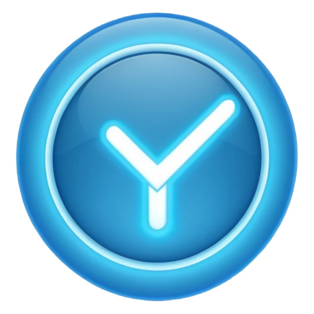 Blue light circle and the white tick inside the blue light circle sticker