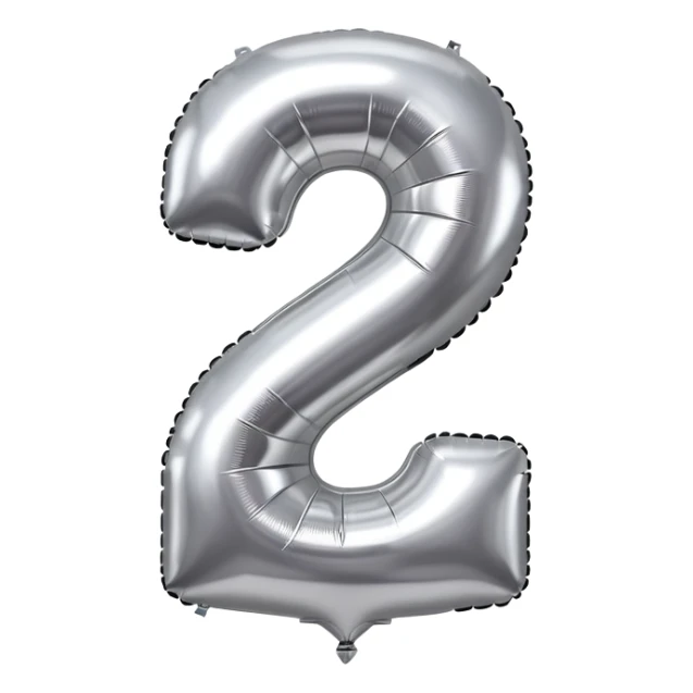 aluminum balloon shaped like number 2 sticker