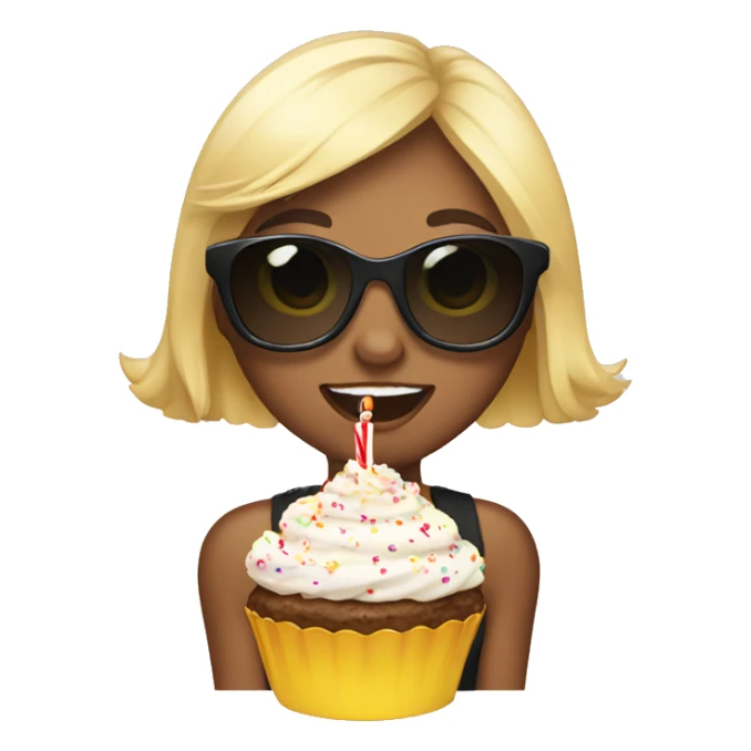 Girl eating birthday with sunglasses  sticker