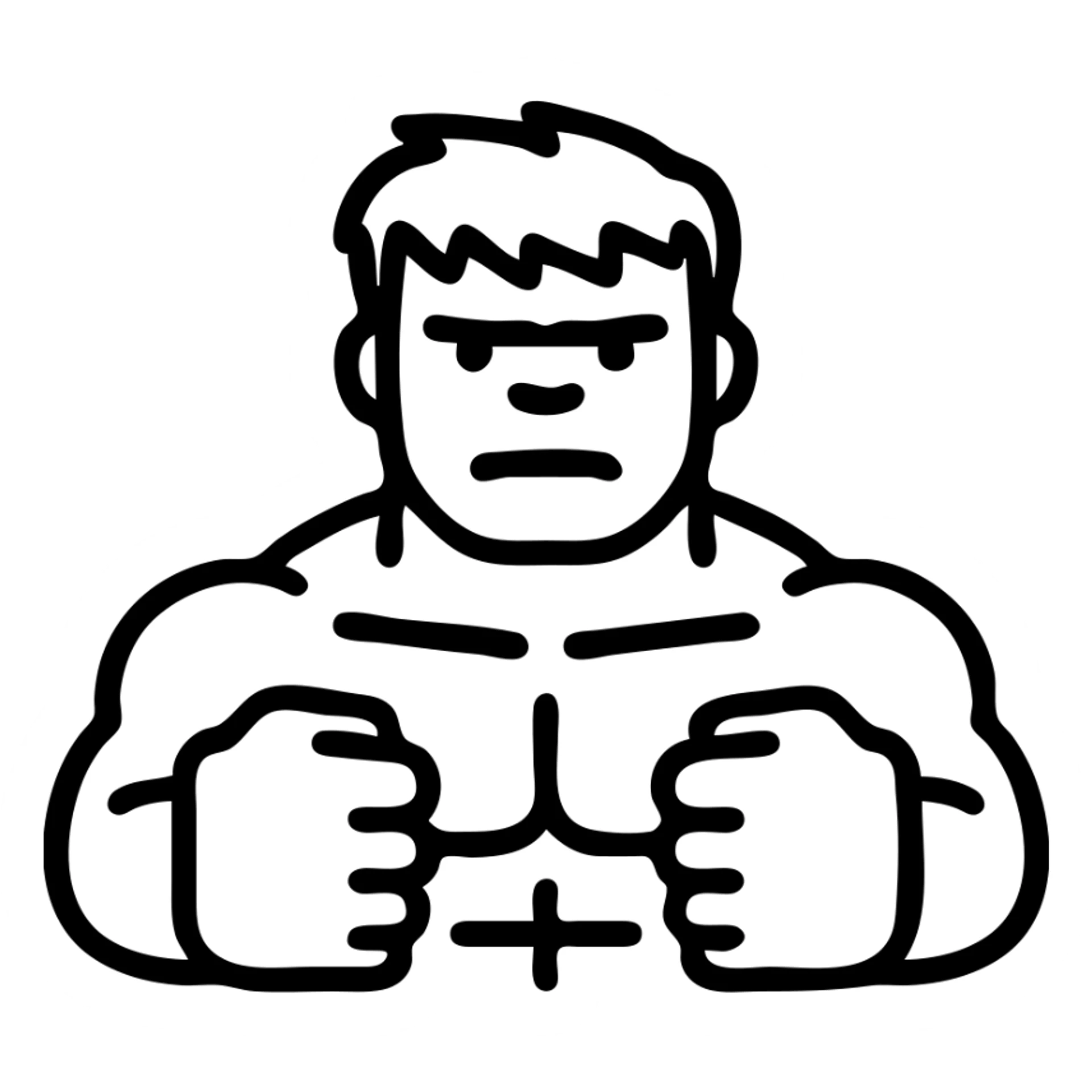 Hulk, outlined icon style, black lines, no fill, modern look sticker