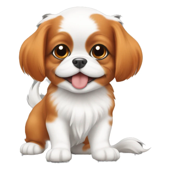 happy white and orange japanese chin puppy sticker