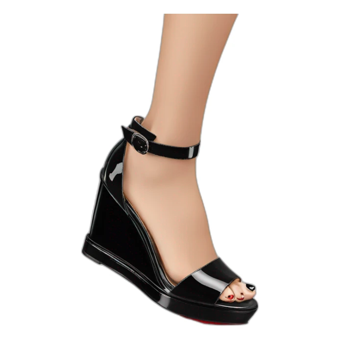 Platform wedges black louboutin sandal patent sticker