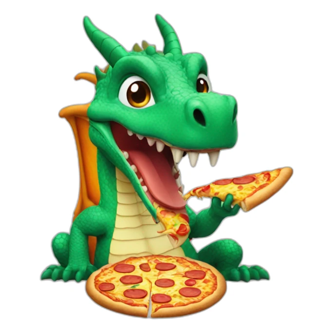 A dragon eating a slice of pizza sticker