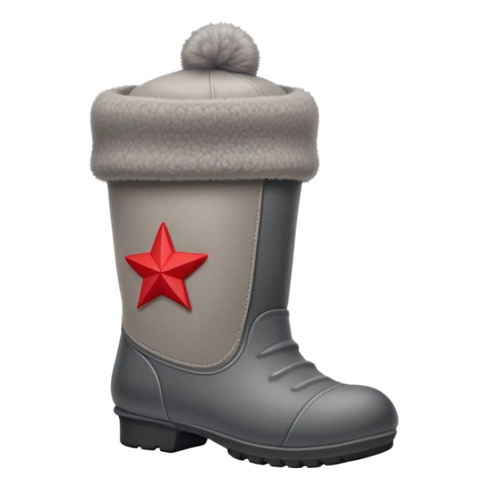 A cute traditional Russian felt boot (valenok) wearing a traditional Russian ushanka hat sticker