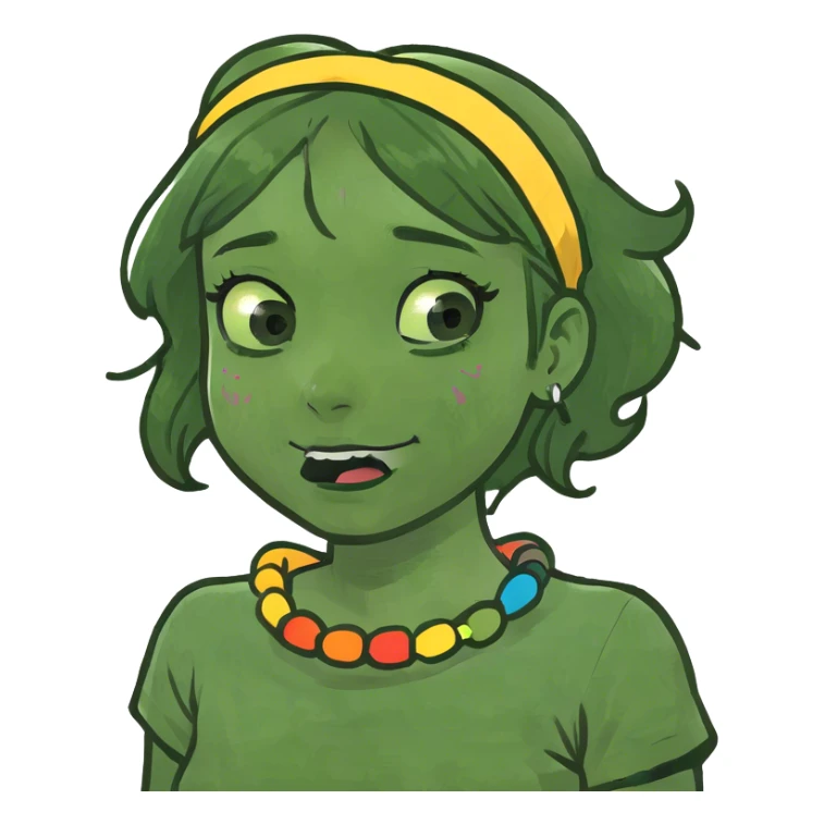 girl arms around her neck choking herself jokingly sticker