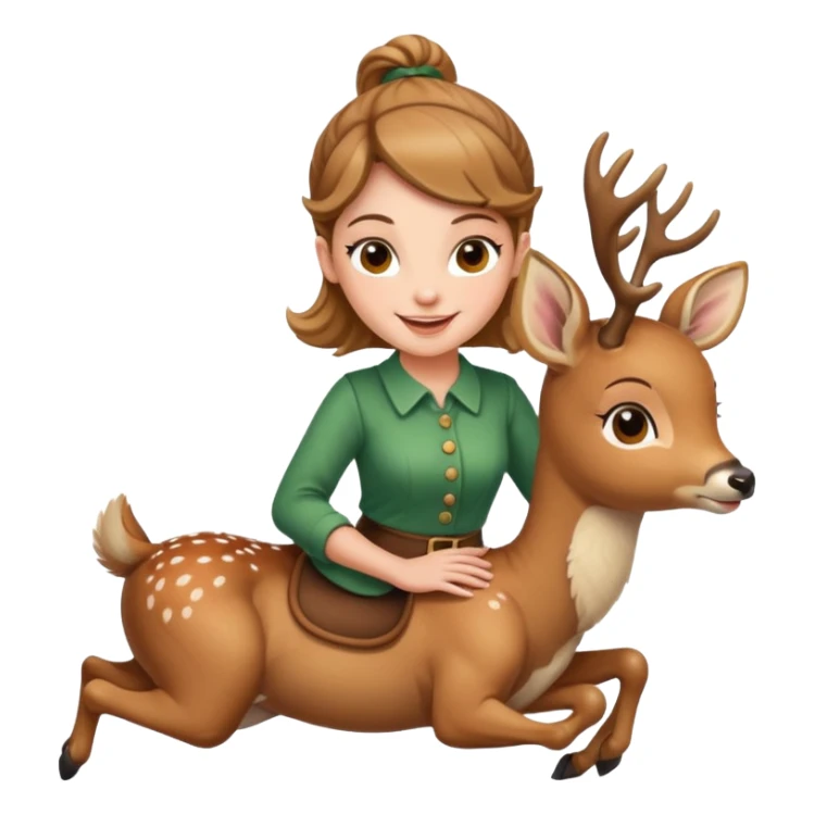 Kelly riding a baby deer sticker