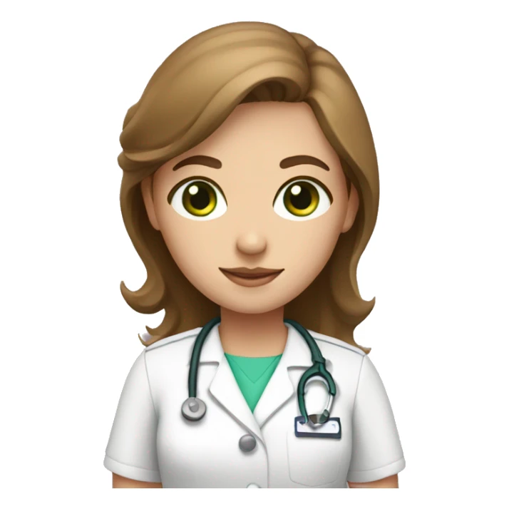 nurse with pink shirt, brown hair, green eyes sticker