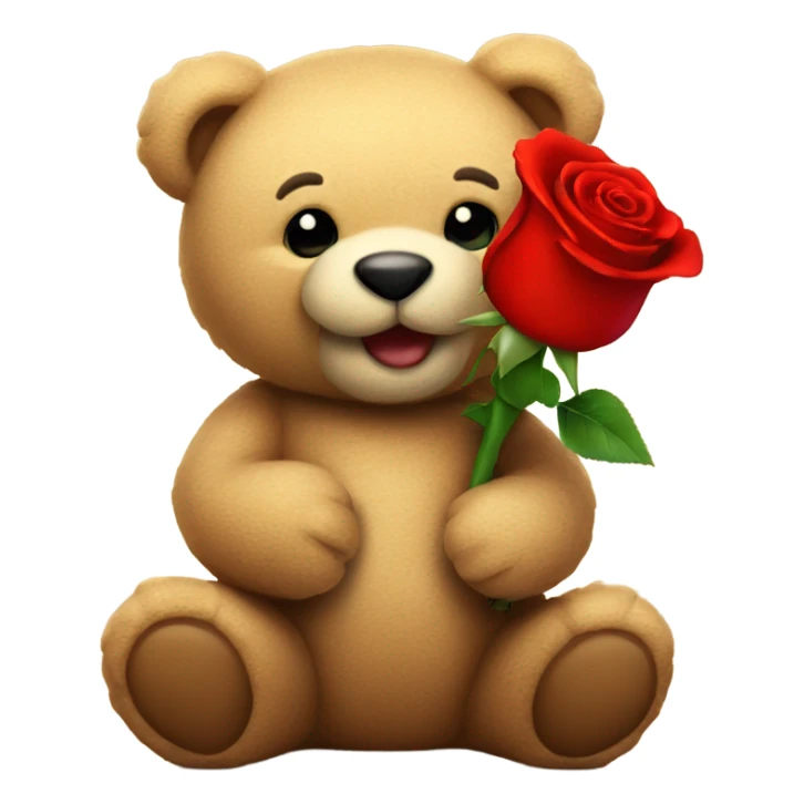 Hapy Teddy bear holding a red rose sticker
