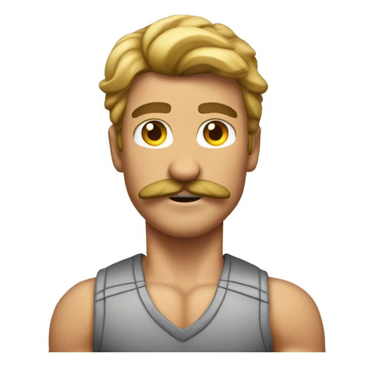 flexing muscular man with a mustache and a mullet sticker