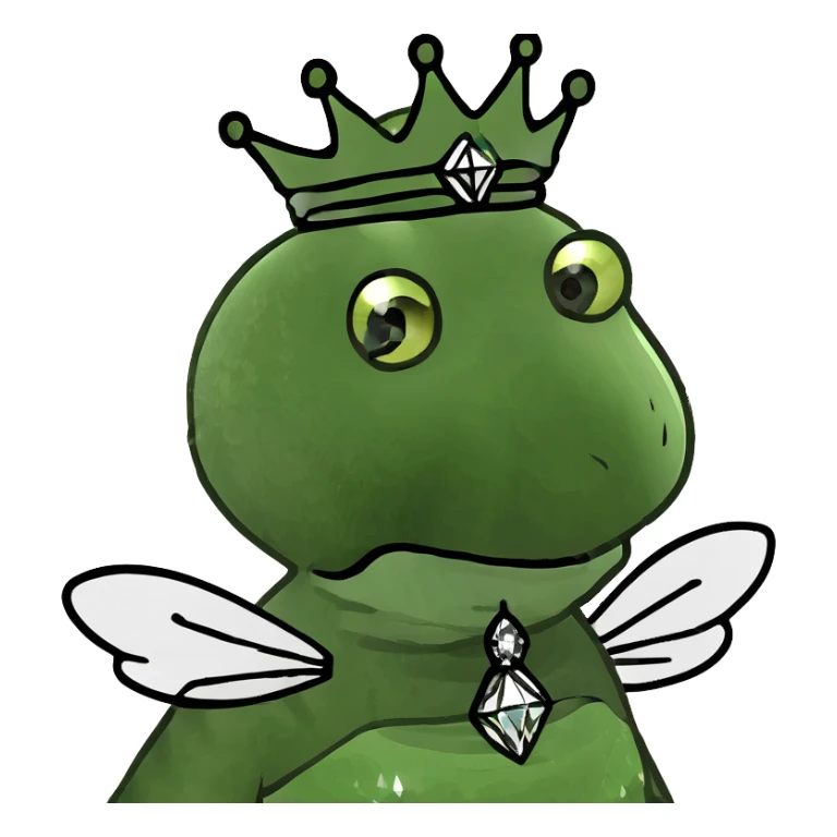 Fancy mint green queen bee with diamond jewelry, rhinestone embellishments, and glitter sparkles sticker