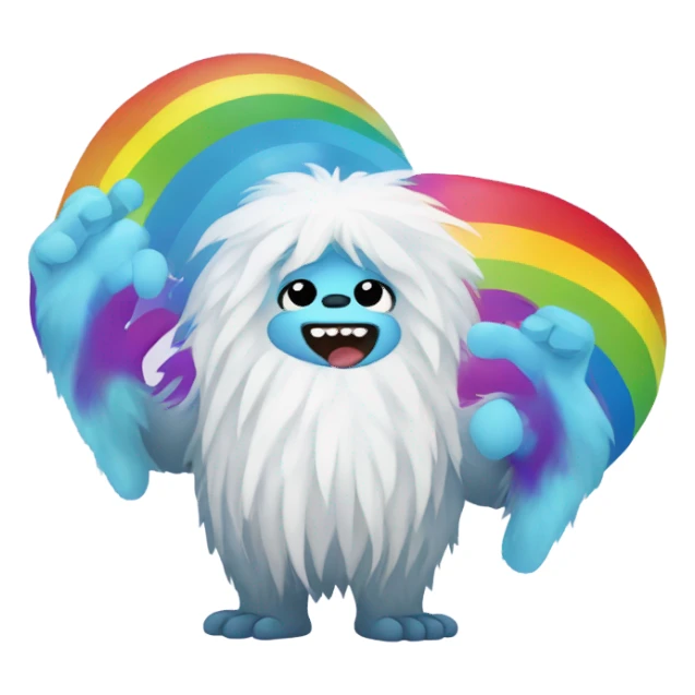 a yeti holding rainbow poop emoji sticker