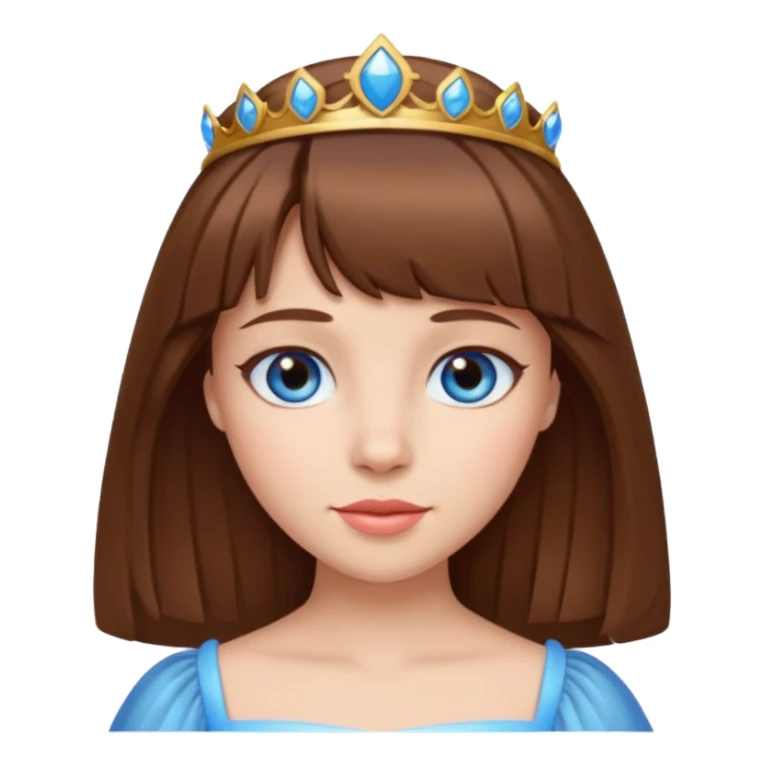 princess with brown hair and bangs and blue eyes sticker