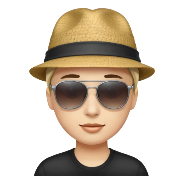 A person wearing a hat and wearing sticker