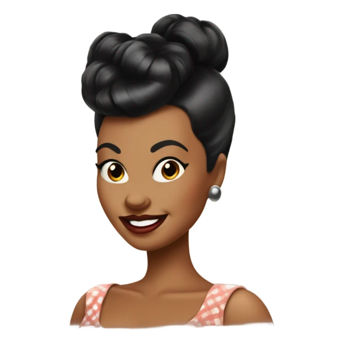 pin-up brown woman with black hair victory rolls style sticker