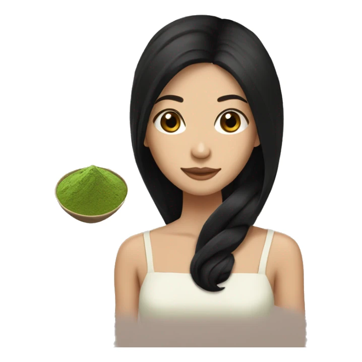 brunette with black hair Long snay with matcha  sticker
