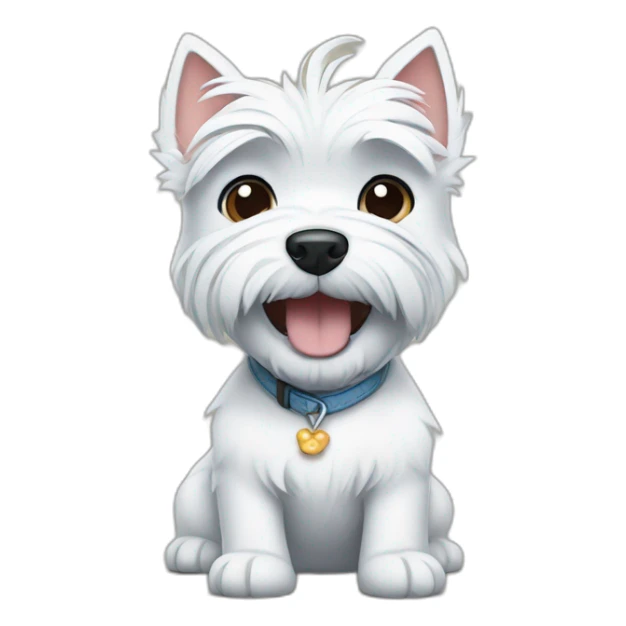 West Highland white terrier with Disney Stitch sticker