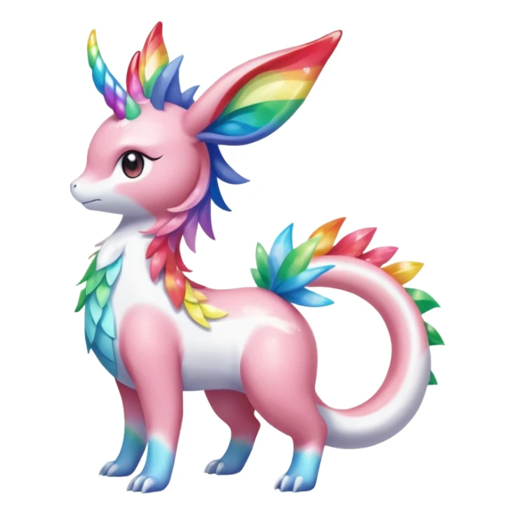 Shiny Sparkly beautiful gorgeous ethereal Rainbow Scaley Exotic Shaymin-Aurorus-Sylveon-Milotic-Dragonair-Fakémon-hybrid-creature (full body) sticker