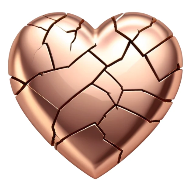 Rose gold heart with a cracked broken design sticker