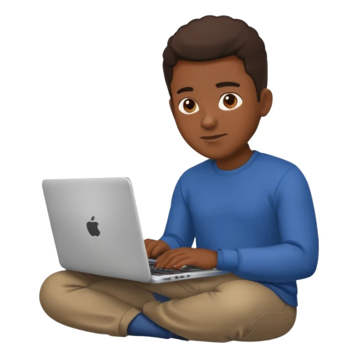 its a black man sitting working on a laptop with no face or anything sticker