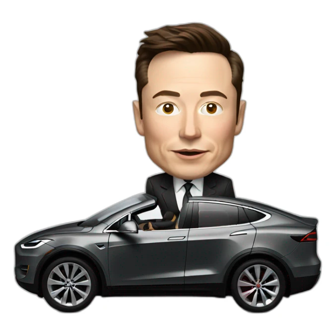 elon musk driving a Tesla car sticker
