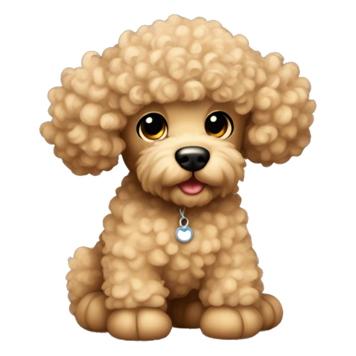 Beige tan curly teddy bear poodle with small round face black eyes long ears sticker