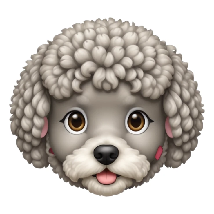 fluffy gray miniature poodle face sticker