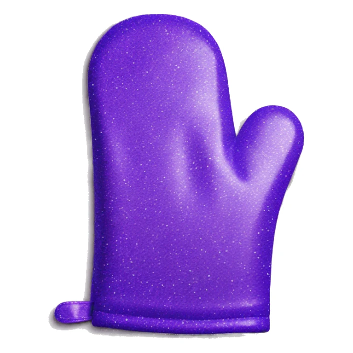 Realistic purple glitter oven mitt isolated  sticker