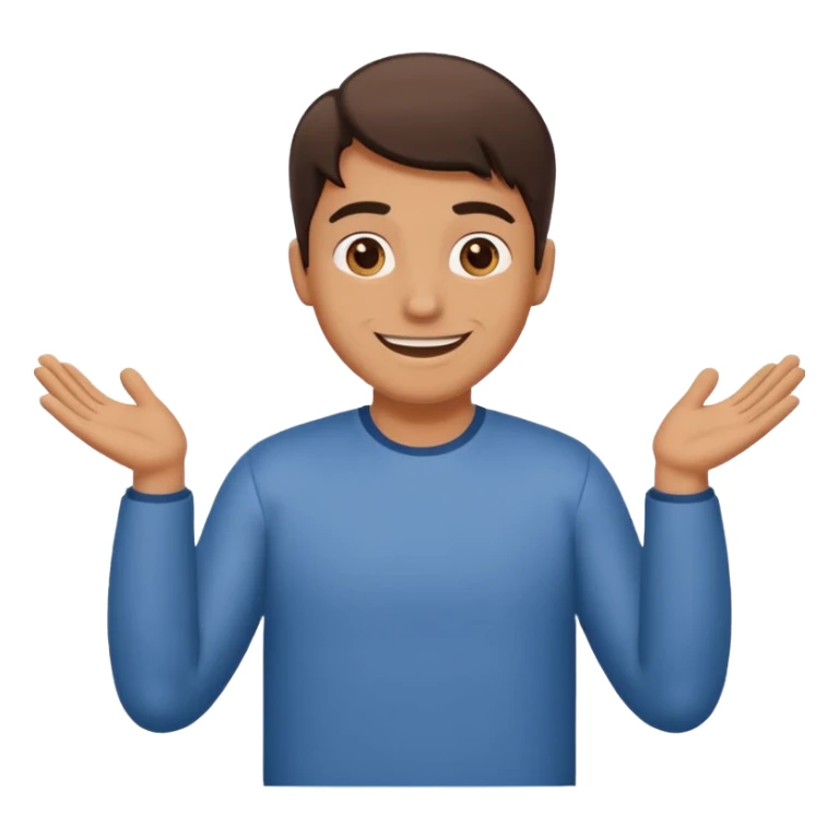 Guy shrugging his shoulder with 6 on one and 7 on the other sticker