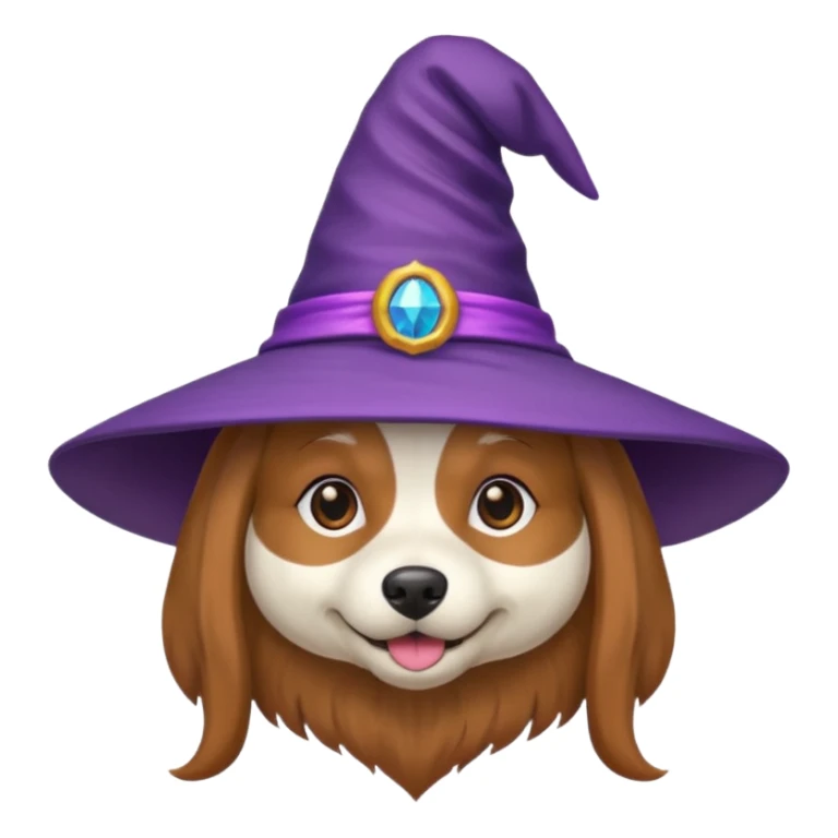dog wear purple wicth hat sticker
